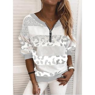 urban fitting sweatshirt womens Leopard casual print loose
