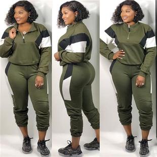 Stitching Sleeve Long contrast Color Suit Women Pants
