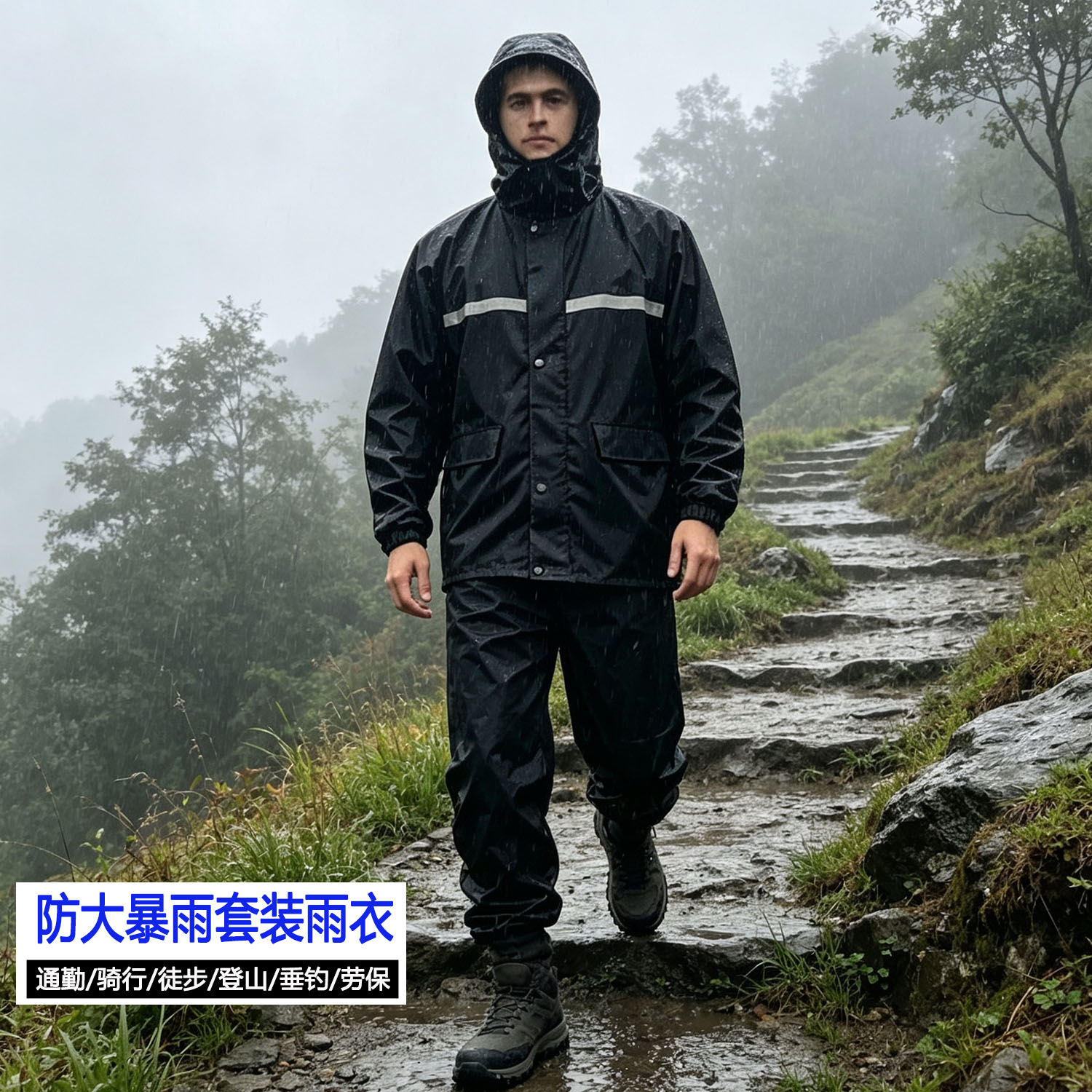 雨衣套装分体式全身雨裤摩托车骑行服徒步钓鱼防暴雨骑手外卖专用