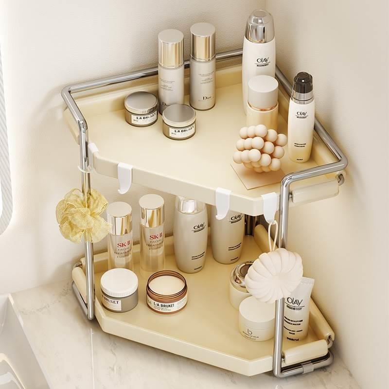 日本进口卫生间置物架浴室洗漱台三角架桌面墙角架化妆品收纳神器