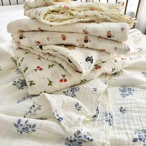 纯棉双层纱布A类宝宝盖毯成人盖毯床单夏季吸水柔软亲肤无荧光