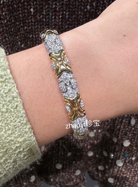 中古风～18k金意大利工艺弹力钻石手镯  定金