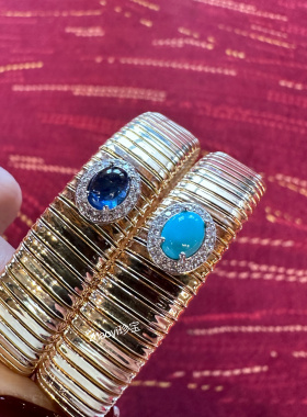 zhaoyi珍宝～意大利18K金蓝松石/蓝宝石弹力手镯 定金