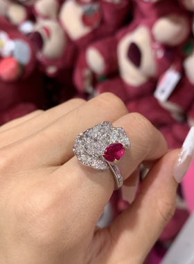 18k金红宝石钻石戒指   定金