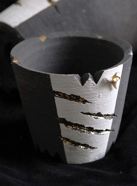 pnd原创纯手工块根植物粗陶花盆无釉透气龟甲龙防焖根贴金做旧