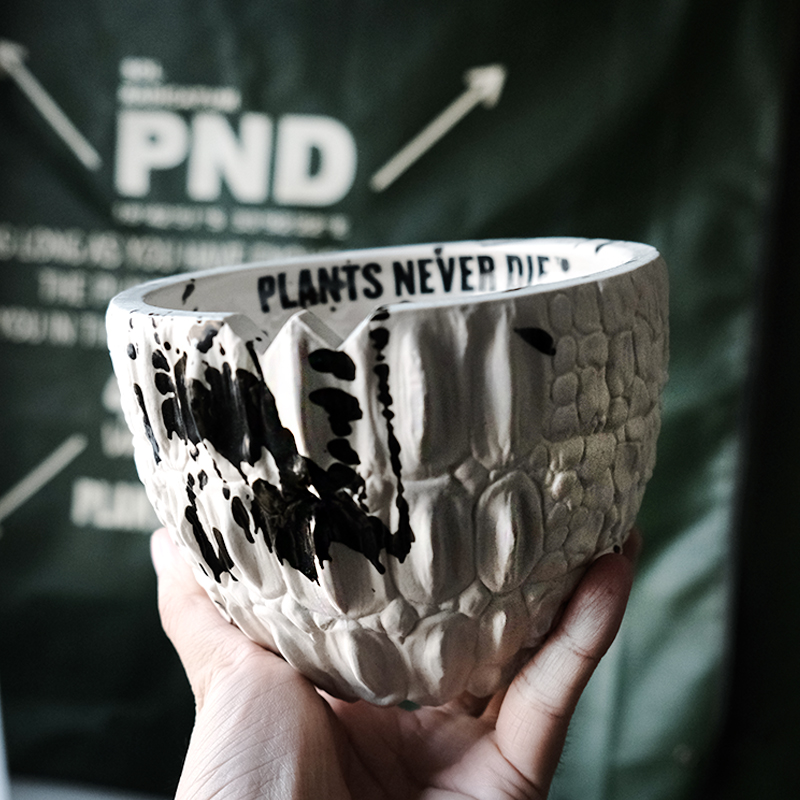 pnd原创怪兽泼墨块根植物花盆怪兽多肉大口圆盆白色透气潮玩日式