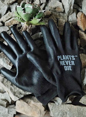 pnd原创块根植物种植防护黑色手套仙人球多刺防扎手涂胶薄款透气