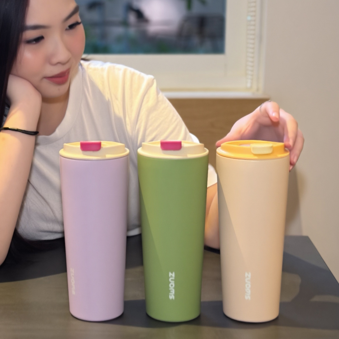 Swanz缤纷双用随行杯易洁陶瓷覆层内胆保温杯咖啡杯吸管杯730ml