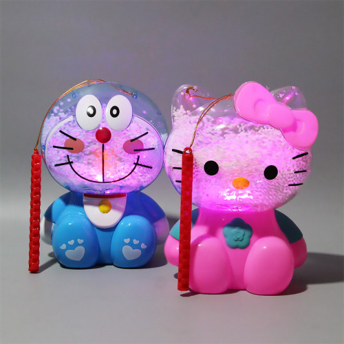 儿童手提发光小猫玩具新年中秋元宵节花灯笼发声发光雪花旋转