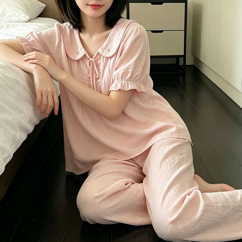 夏季女款睡衣少女系带胸垫家居服