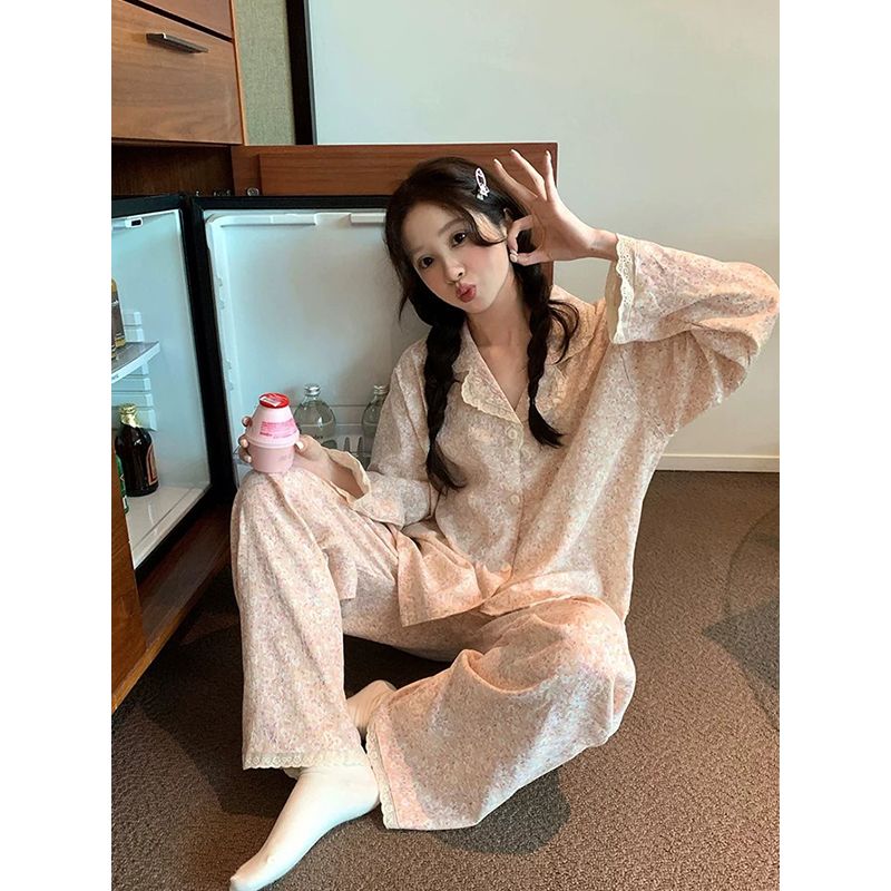 云朵棉女款睡衣开衫套装秋季小众
