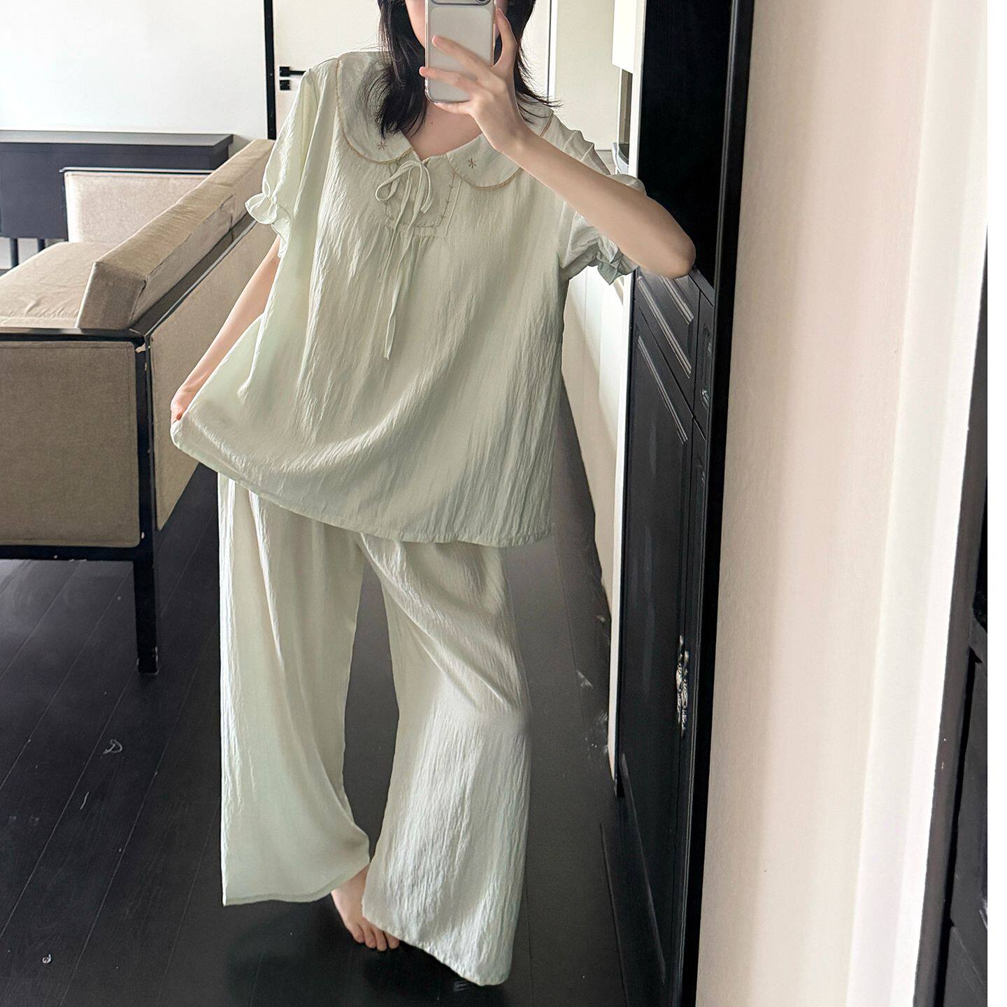 女款睡衣夏天舒适带胸垫家居服