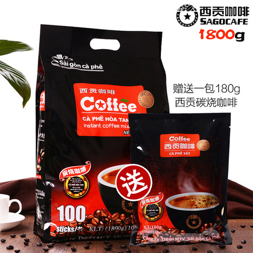 越南西贡咖啡西贡炭烧咖啡1800g三合一速溶咖啡冲饮100条装包邮 - 封面