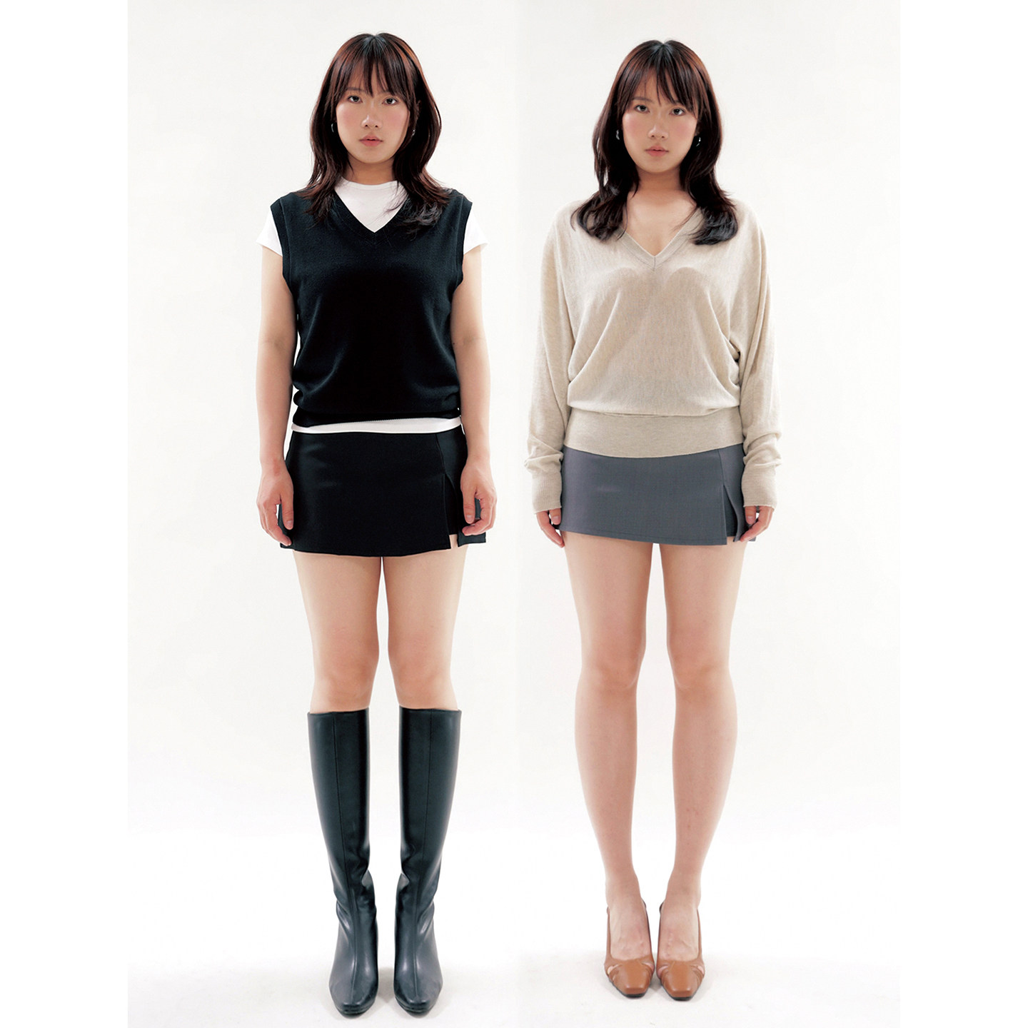 ohmyloli 2色“老友记”复古防走光侧开叉迷你裤型内衬半身裙
