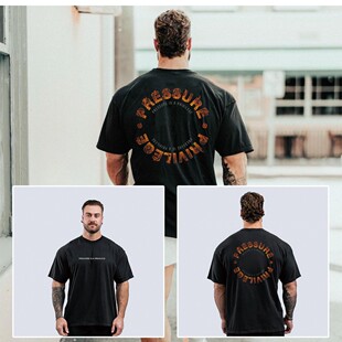 半袖 克里斯同款 透气吸汗五分袖 纯棉美式 健身休闲宽松大码