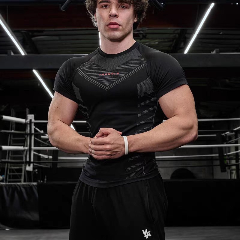 美式运动健身衣男短袖速干弹力紧身衣篮球跑步肌肉撸铁狗兄弟T恤