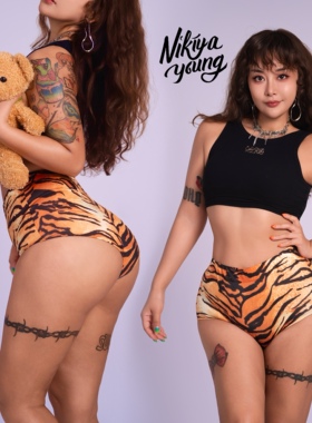 NIKIYAYOUNG【Twerk Pro】虎纹合集电臀短裤Afro Dancehall Heels