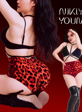 NIKIYAYOUNG【Twerk Pro】红豹纹电臀短裤抽绳款Afro Heels