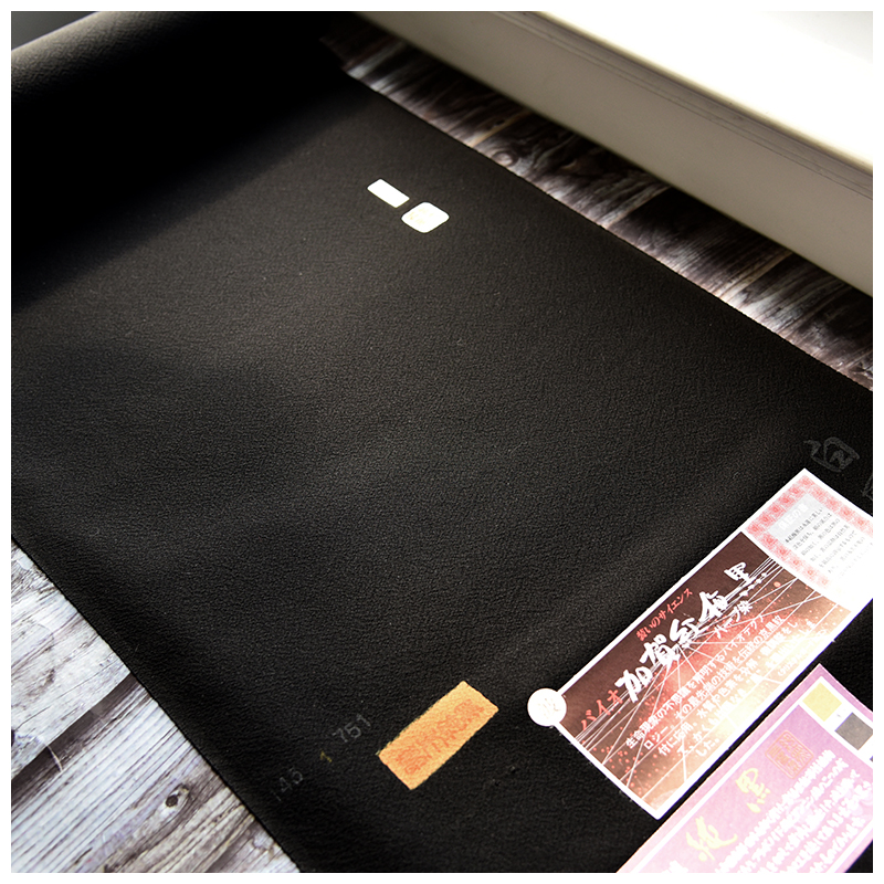 进口中古真丝黑色无地小纹布料