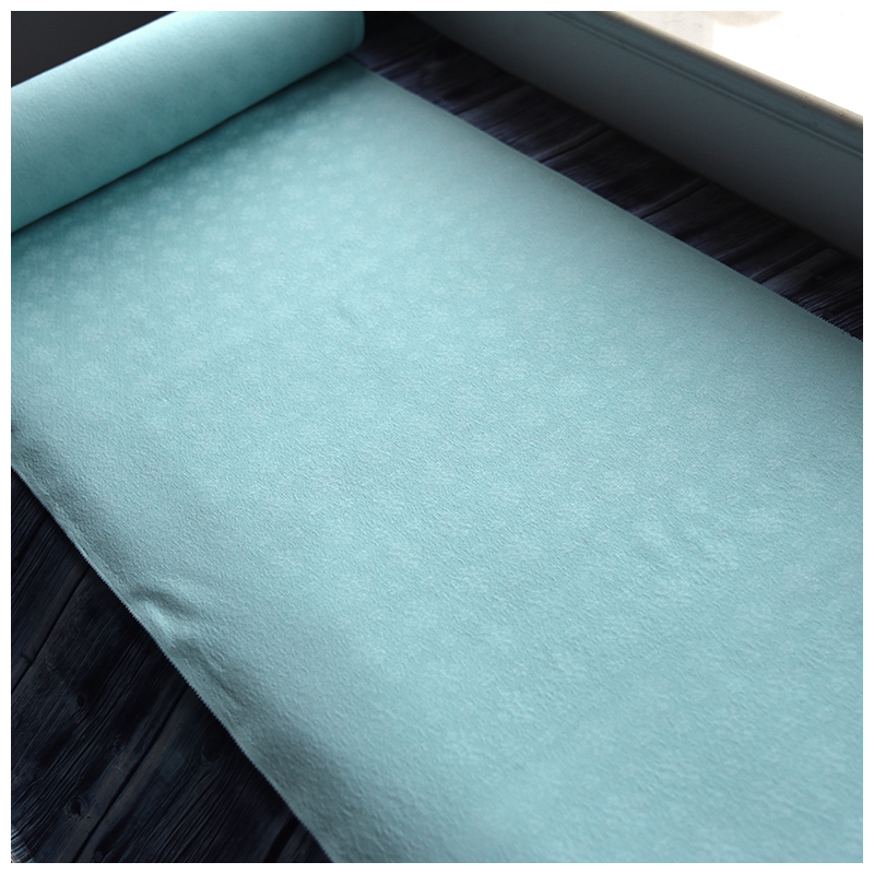 正绢真丝浅蓝格菱色无地旗袍布料