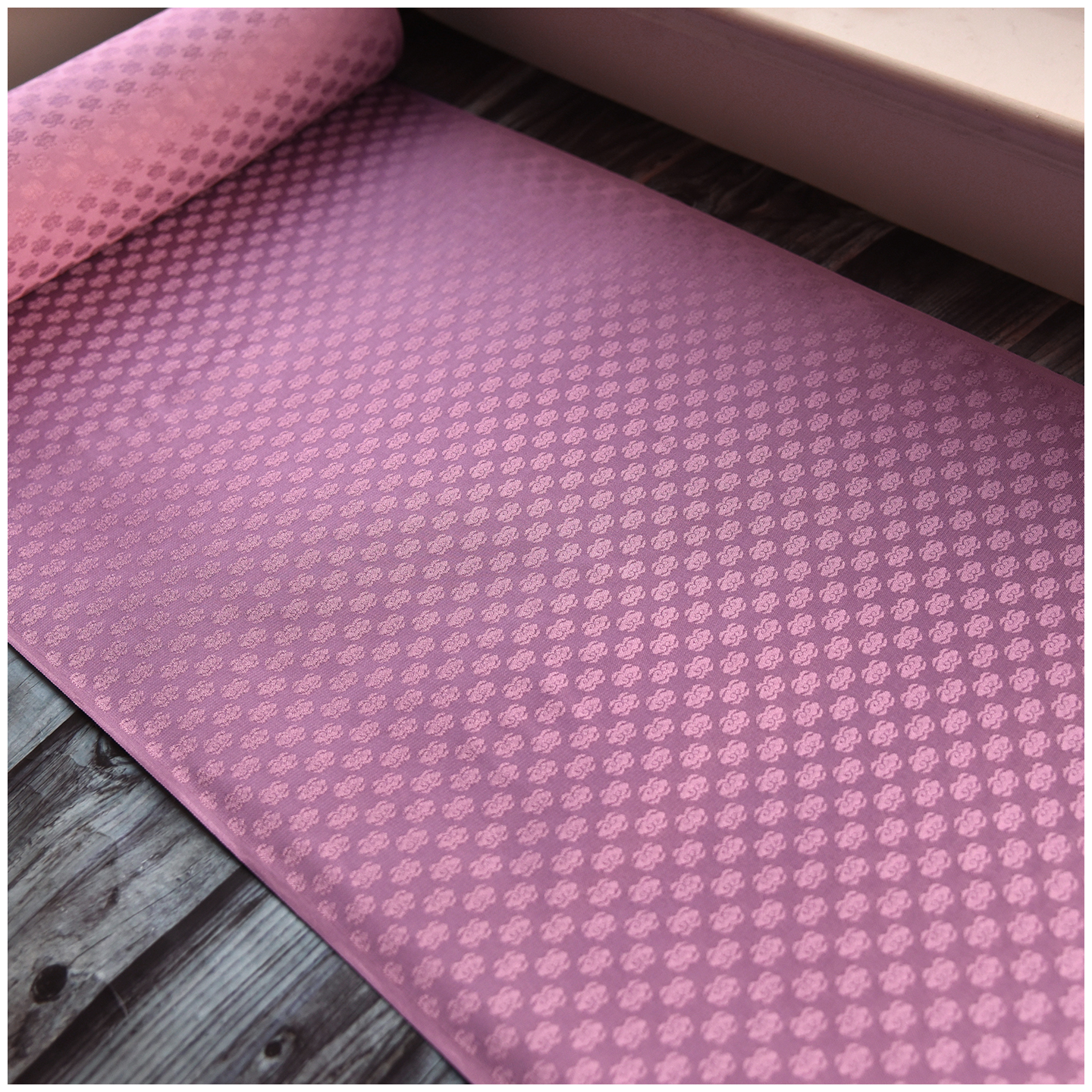 特进口中古正绢真丝紫色织花小纹反物布料口金荷包零料旗袍汉服面