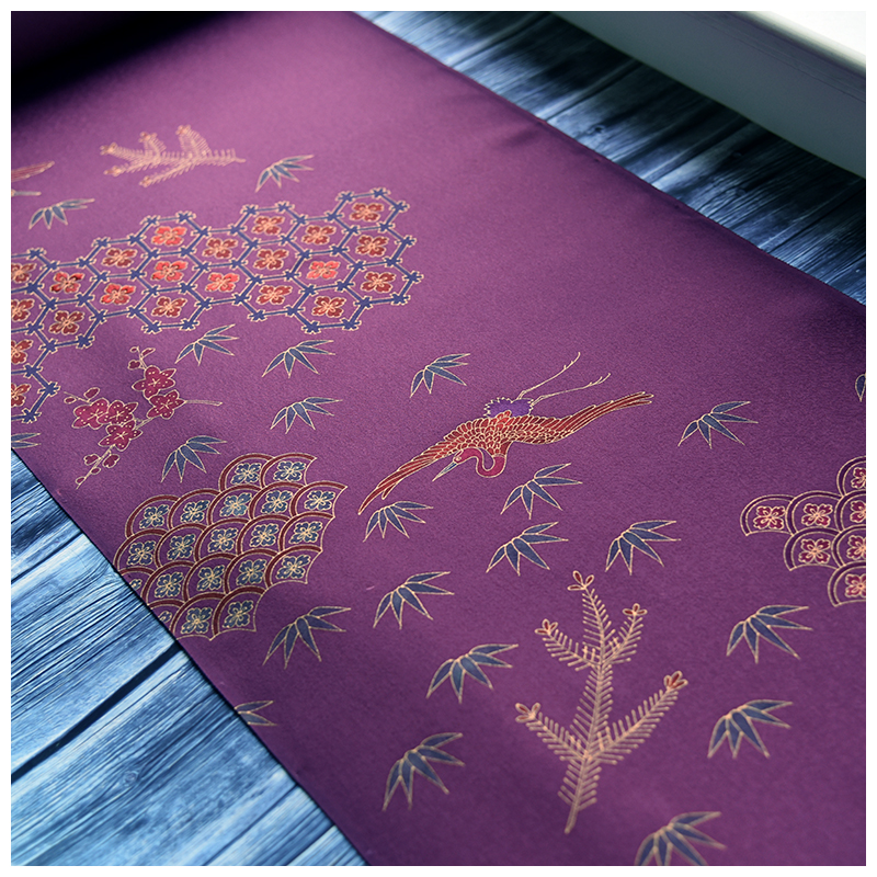 正绢真丝旗袍新中式仙鹤付下反物