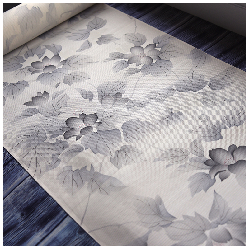 正绢真丝旗袍水墨画小纹零料