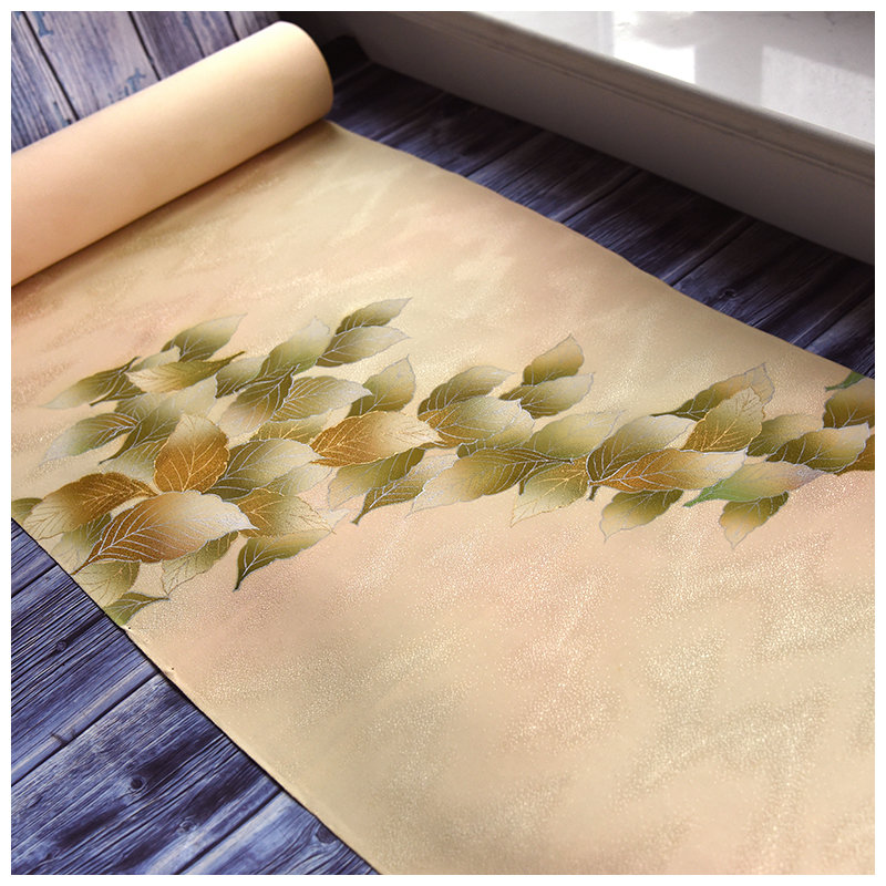 正绢真丝旗袍叶子付下反物整卷