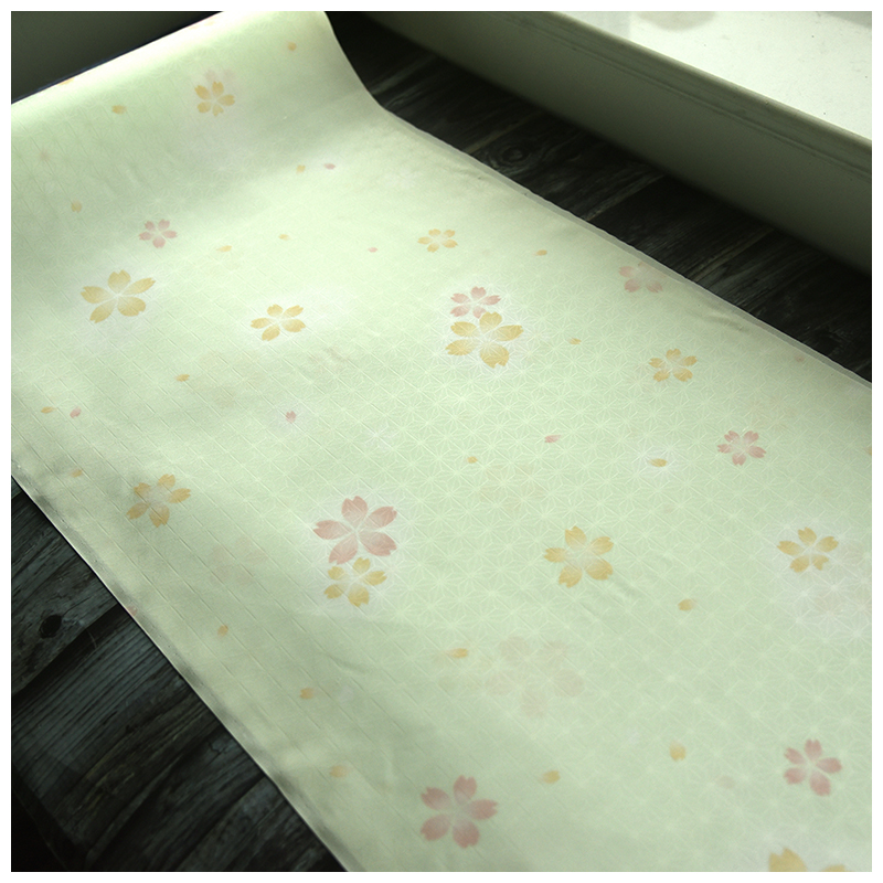 进口真丝浅绿樱花麻叶襦袢小纹