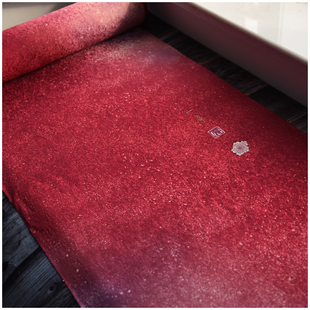 进口中古正绢真丝大红吉野一廉作家银通星空反物布料汉服旗袍面料