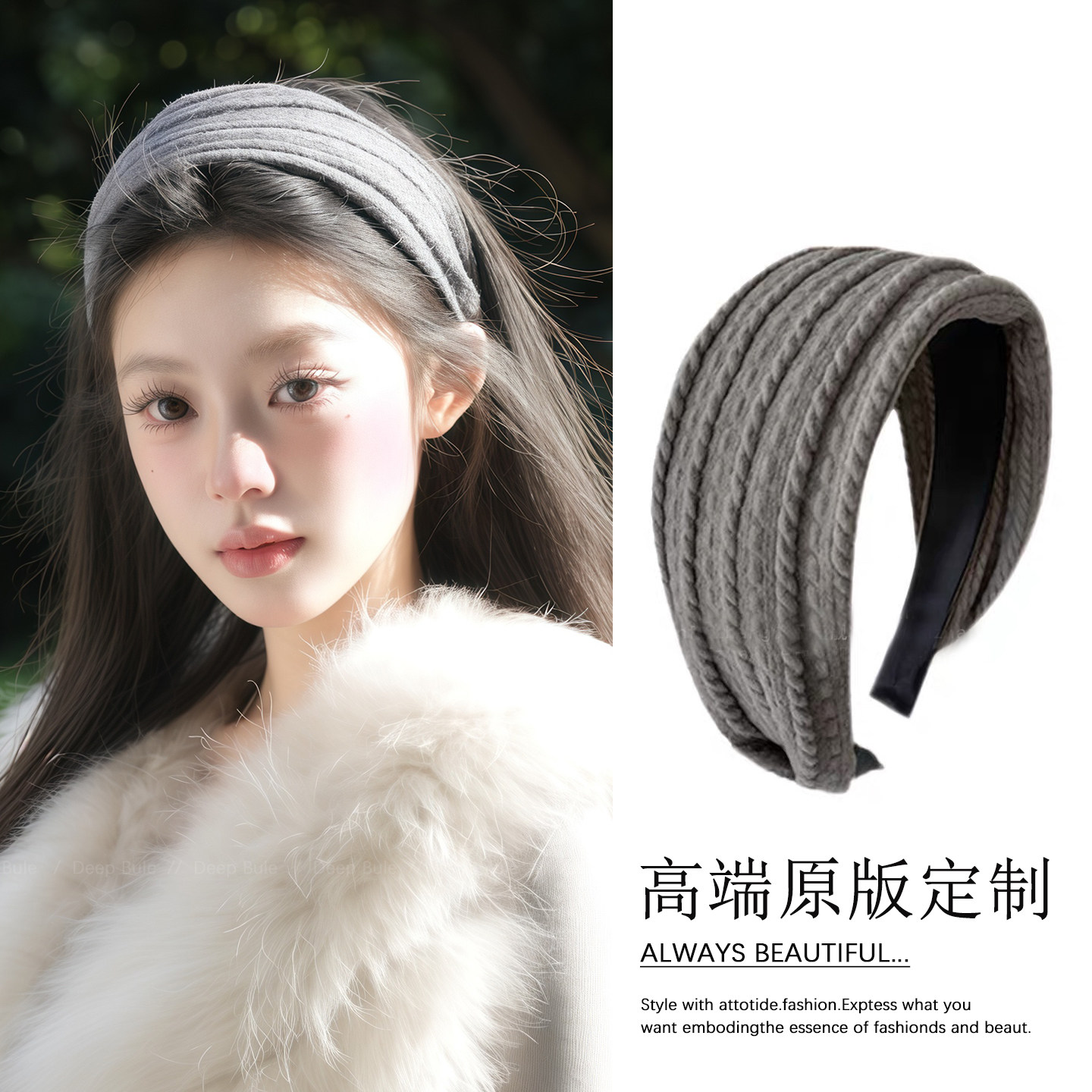 秋冬灰色麻花发箍女宽边高颅顶日常外戴发卡2026新款洗脸压发头箍