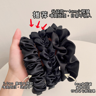 发箍发带褶皱大肠高颅顶头箍女款 发卡黑色头饰 秋冬网红2022年新款