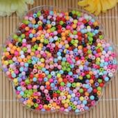 包邮 DIY手工串珠配件材料亚克力实色散珠圆珠4MM糖果色彩色珠子
