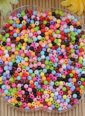 包邮DIY手工串珠配件材料亚克力实色散珠圆珠4MM糖果色彩色珠子