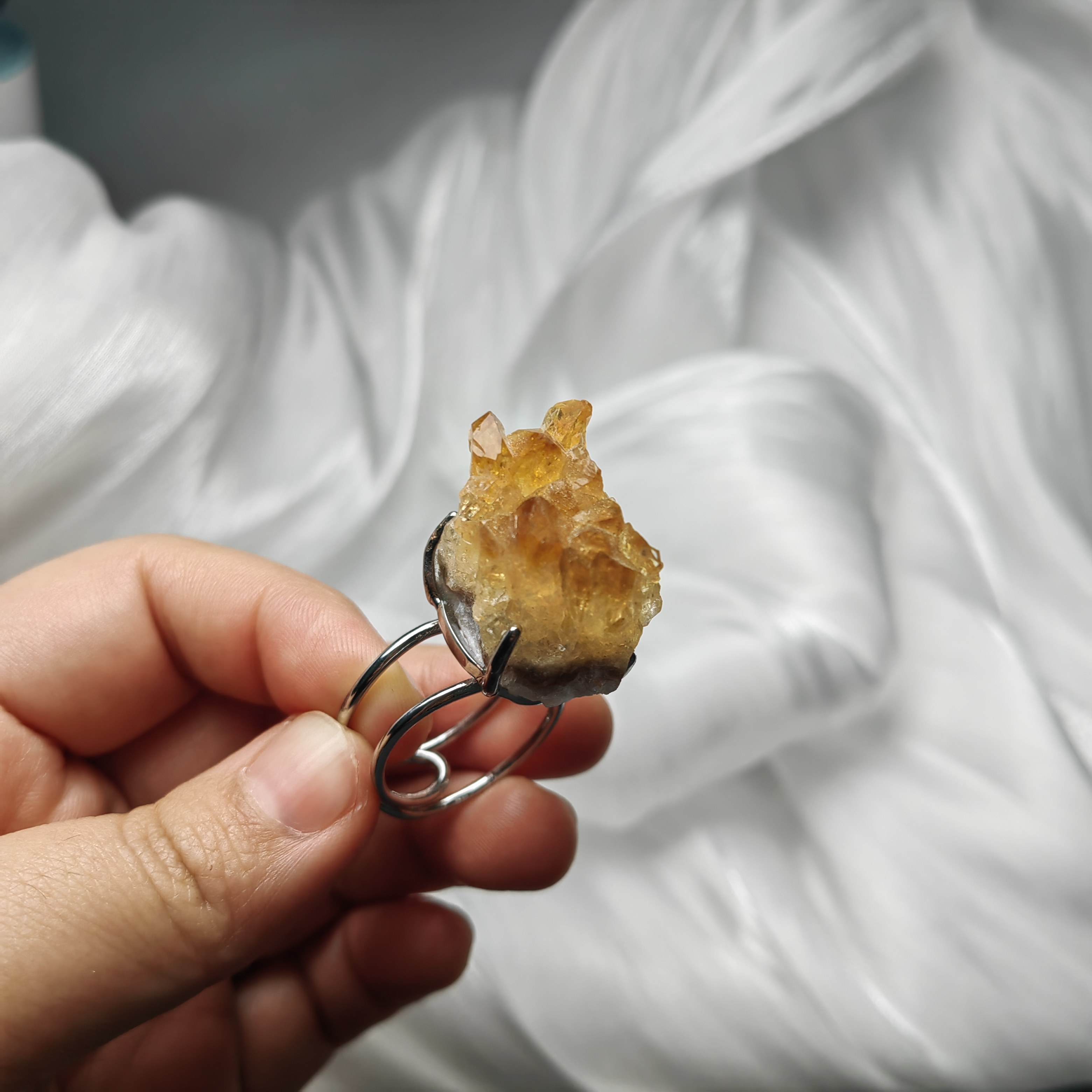 耳语象限天然水晶戒指女款黄水晶原石个性简约时尚礼物送女友闺蜜