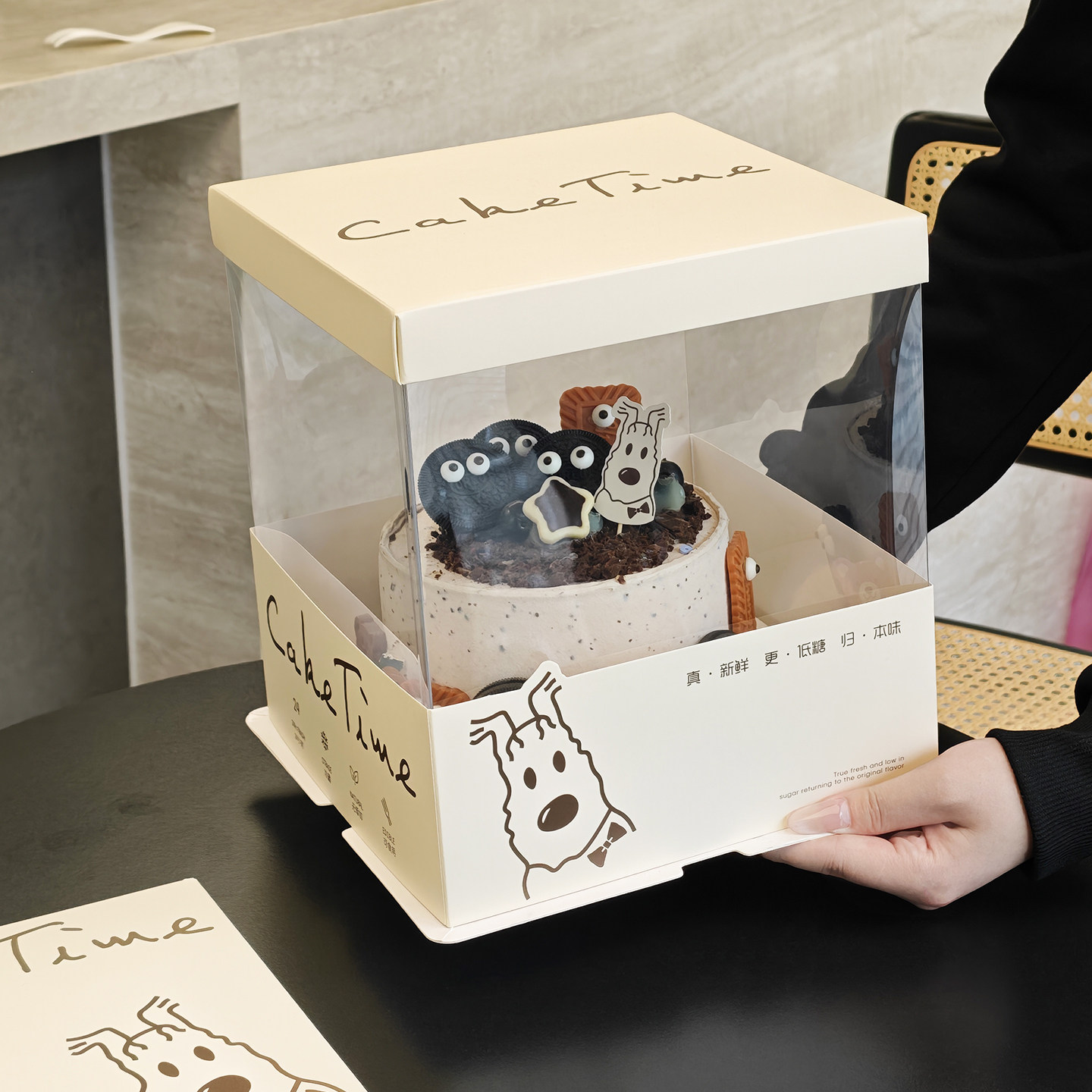 透明生日蛋糕盒子包装盒四寸6六寸8八寸10寸12单双层加高可爱儿童