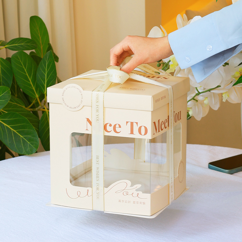 2025新款生日蛋糕盒子高级包装盒透明4寸五六八68加高10十12定制