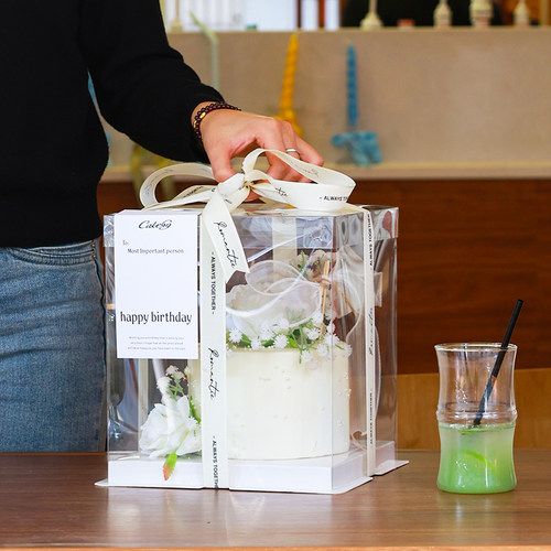 2025新款蛋糕盒子高级包装盒透明生日4四寸5寸五六八68加高10十12