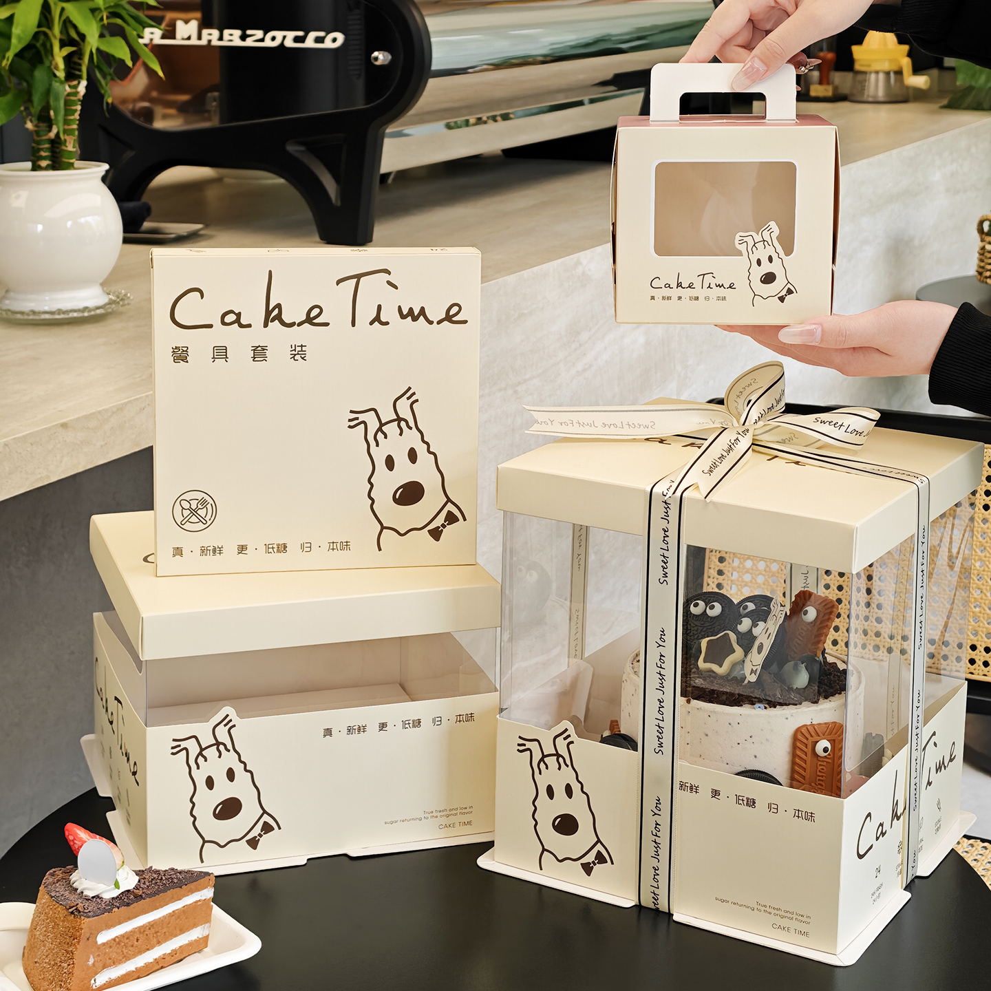 透明生日蛋糕盒子包装盒四寸6六寸8八寸10寸12单双层加高可爱儿童