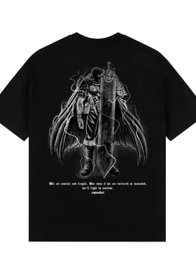 经典BERSERK日本卡通动漫 oversize高街vintage直喷宽松短袖T恤
