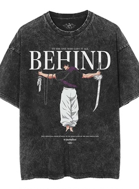 烙印勇Berserk剑风传奇日本动漫剑风传奇做旧复古水洗蜡染宽松T恤