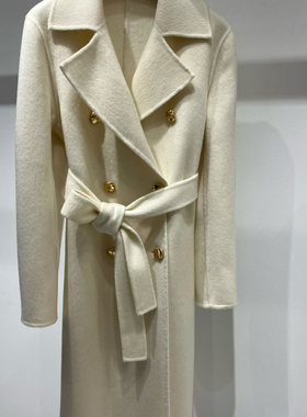 冬上新双排金扣大衣羊毛外套(配腰带)（含50澳毛）（含50%羊绒）