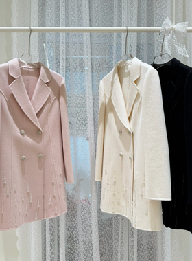 冬上新通勤百搭西装领双排扣羊毛外套（含10羊绒）