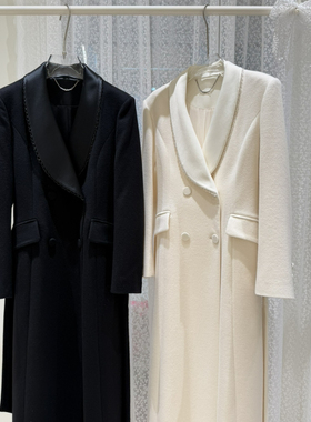 冬上新时尚百搭青果领双排扣羊毛外套（含50%羊毛）（含50%羊绒）