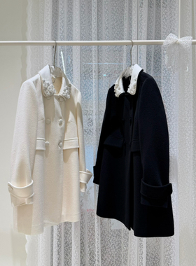 冬上新通勤百搭翻领双排扣羊毛外套（含70羊毛）