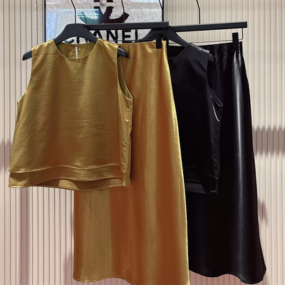 26夏上新！轻奢优雅绝美无袖背心+气质半身裙两件套套装