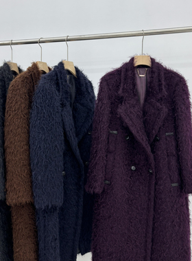 冬上新双排扣大牌极简时尚大衣（含64马海毛）(有里衬)