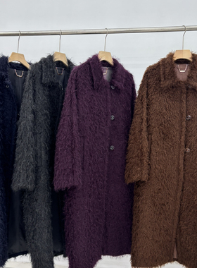 冬上新佛爷大牌款翻领排扣时尚大衣（含9%羊毛）(定制马海毛64%)