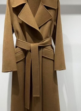 冬上新纯色西装领暗门襟羊毛外套(配腰带)（含50%澳毛）(50%羊绒)