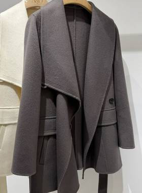 冬上新设计感气质中长款百搭羊毛外套（含50%澳毛）（含50%羊绒）